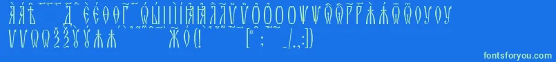 ZlatoustKucsSpacedout Font – Green Fonts on Blue Background