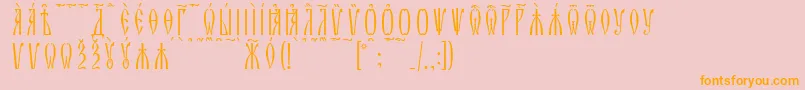 ZlatoustKucsSpacedout-Schriftart – Orangefarbene Schriften auf rosa Hintergrund