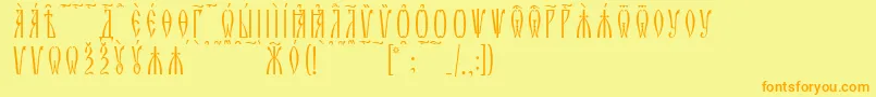ZlatoustKucsSpacedout Font – Orange Fonts on Yellow Background