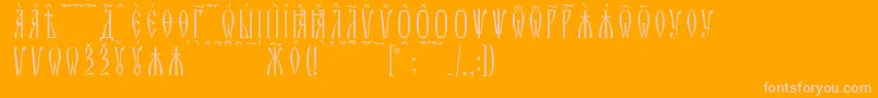 ZlatoustKucsSpacedout-Schriftart – Rosa Schriften auf orangefarbenem Hintergrund