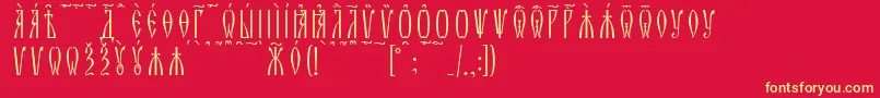 ZlatoustKucsSpacedout Font – Yellow Fonts on Red Background