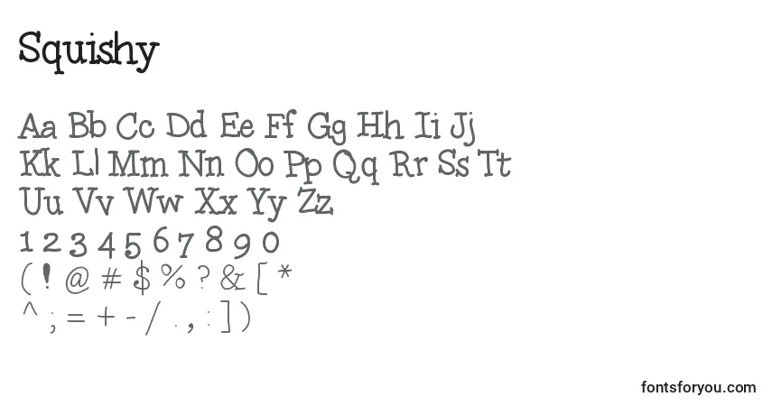 A fonte Squishy – alfabeto, números, caracteres especiais