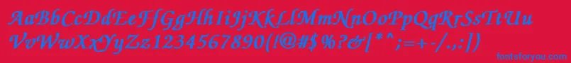 ZapfchanceryMediumitalicBold Font – Blue Fonts on Red Background