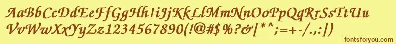 ZapfchanceryMediumitalicBold Font – Brown Fonts on Yellow Background