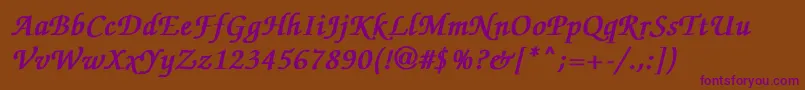 ZapfchanceryMediumitalicBold Font – Purple Fonts on Brown Background