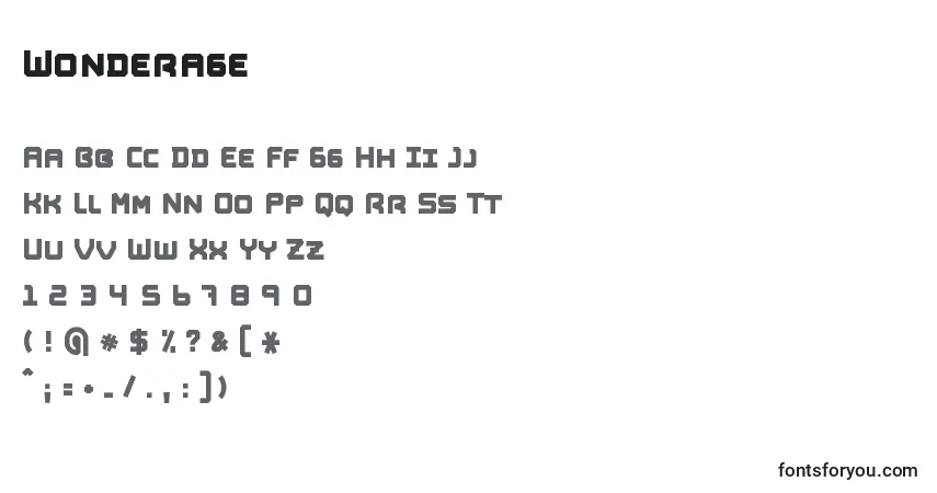 A fonte Wonderage – alfabeto, números, caracteres especiais