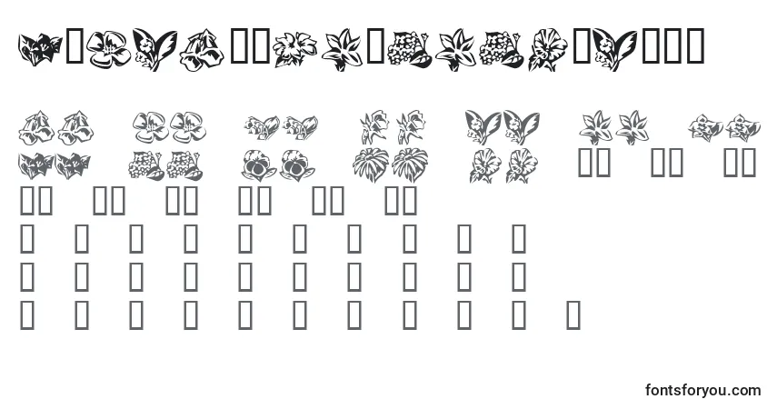 Czcionka KrBeautifulFlowers3 – alfabet, cyfry, specjalne znaki