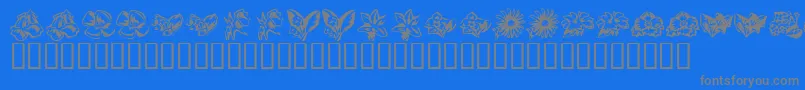 KrBeautifulFlowers3 Font – Gray Fonts on Blue Background