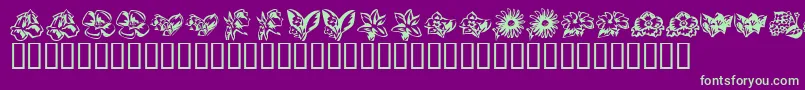 KrBeautifulFlowers3-Schriftart – Grüne Schriften auf violettem Hintergrund