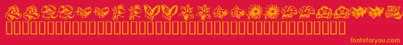 KrBeautifulFlowers3 Font – Orange Fonts on Red Background