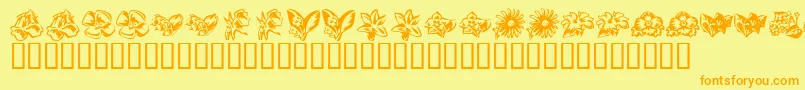 KrBeautifulFlowers3 Font – Orange Fonts on Yellow Background