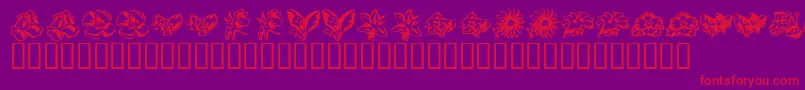 KrBeautifulFlowers3 Font – Red Fonts on Purple Background