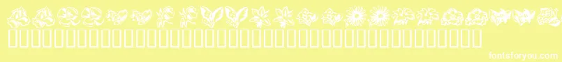 KrBeautifulFlowers3-Schriftart – Weiße Schriften auf gelbem Hintergrund