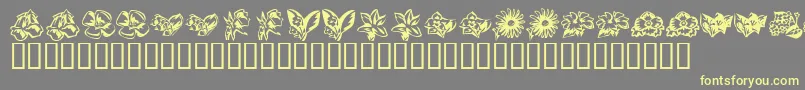 KrBeautifulFlowers3 Font – Yellow Fonts on Gray Background