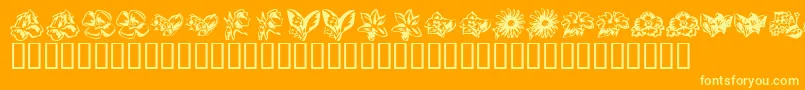 KrBeautifulFlowers3 Font – Yellow Fonts on Orange Background