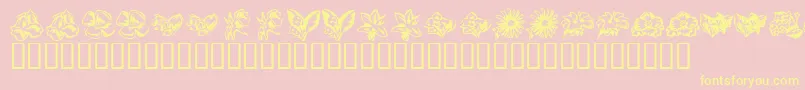 KrBeautifulFlowers3-Schriftart – Gelbe Schriften auf rosa Hintergrund