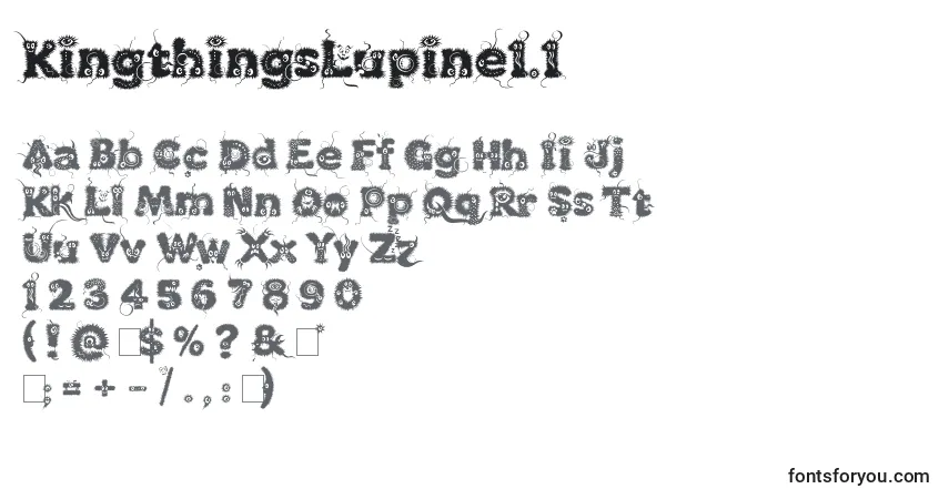 A fonte KingthingsLupine1.1 – alfabeto, números, caracteres especiais