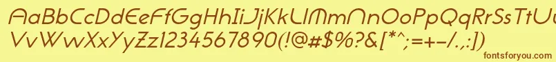 フォントNeogothisadfstdOblique – 茶色の文字が黄色の背景にあります。