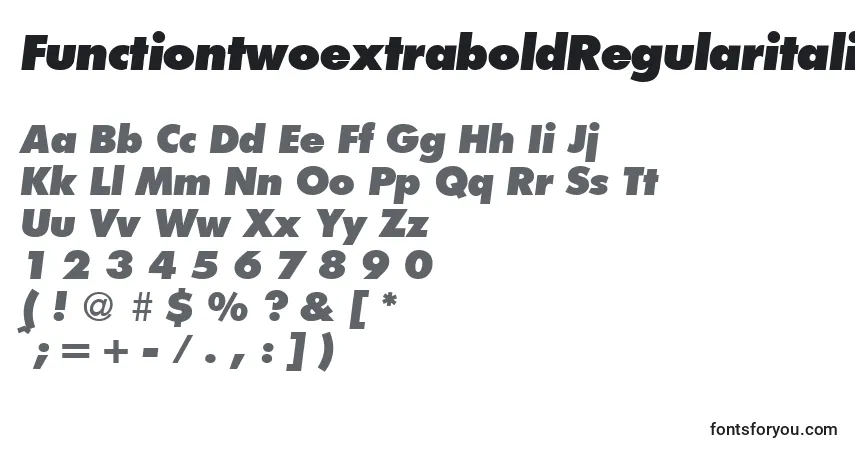 Шрифт FunctiontwoextraboldRegularitalic – алфавит, цифры, специальные символы