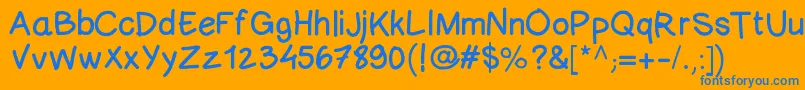Weitere Informationen zur Comicneuesansid-Schriftart Comicneuesansid-Schriftart – Blaue Schriften auf orangefarbenem Hintergrund