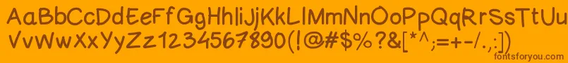 Comicneuesansid-Schriftart – Braune Schriften auf orangefarbenem Hintergrund