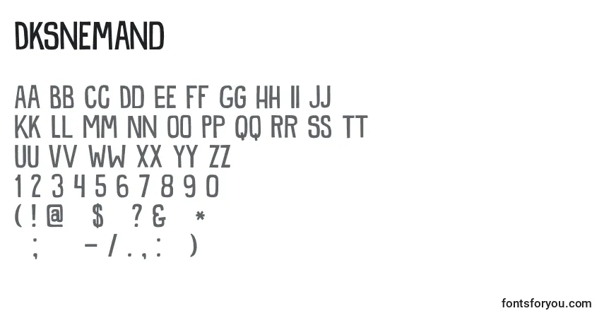 Czcionka DkSnemand – alfabet, cyfry, specjalne znaki