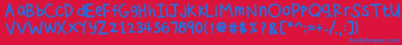 CeesHandRegular-Schriftart – Blaue Schriften auf rotem Hintergrund