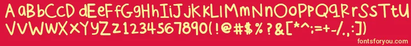 フォントCeesHandRegular – 黄色の文字、赤い背景