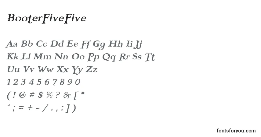 Schriftart BooterFiveFive – Alphabet, Zahlen, spezielle Symbole