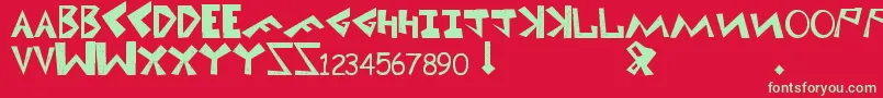 フォントUni1 – 赤い背景に緑の文字