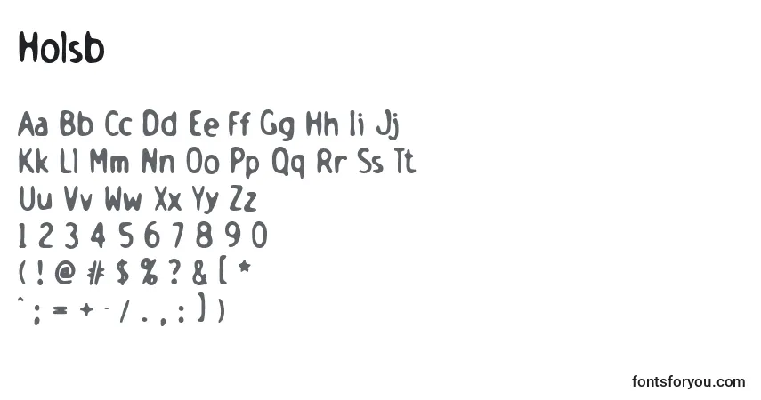 Czcionka Holsb – alfabet, cyfry, specjalne znaki