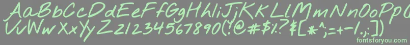 Saiba mais sobre a fonte Nothingyoucoulddobold Fonte Nothingyoucoulddobold – fontes verdes em um fundo cinza