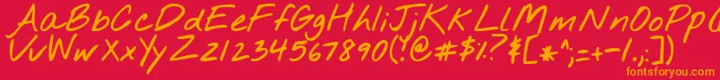 Fonte Nothingyoucoulddobold – fontes laranjas em um fundo vermelho
