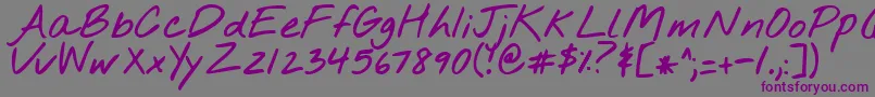 Weitere Informationen zur Nothingyoucoulddobold-Schriftart Nothingyoucoulddobold-Schriftart – Violette Schriften auf grauem Hintergrund