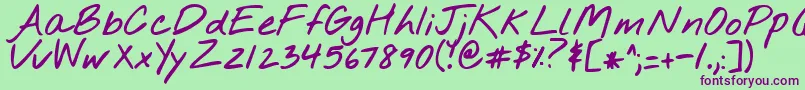 Nothingyoucoulddobold-fontti – violetit fontit vihreällä taustalla