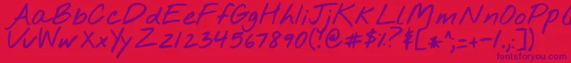 Fonte Nothingyoucoulddobold – fontes roxas em um fundo vermelho