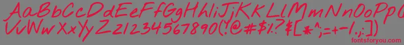 More about Nothingyoucoulddobold Font Nothingyoucoulddobold Font – Red Fonts on Gray Background