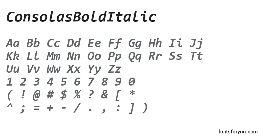 Шрифт ConsolasBoldItalic – алфавит, цифры, специальные символы