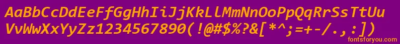 ConsolasBoldItalic-Schriftart – Orangefarbene Schriften auf violettem Hintergrund