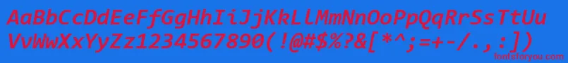 ConsolasBoldItalic Font – Red Fonts on Blue Background