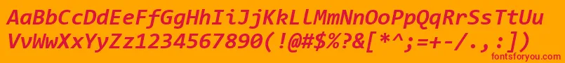 ConsolasBoldItalic-Schriftart – Rote Schriften auf orangefarbenem Hintergrund