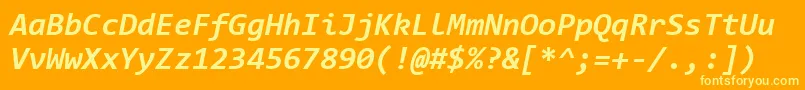 ConsolasBoldItalic-Schriftart – Gelbe Schriften auf orangefarbenem Hintergrund