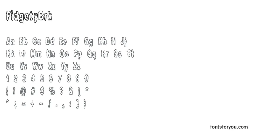 FidgetyBrk-fontti – aakkoset, numerot, erikoismerkit