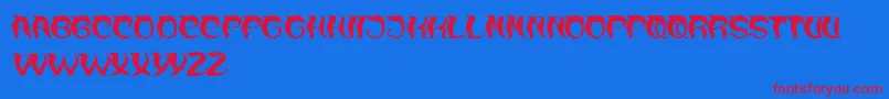 OverTheMountain-fontti – punaiset fontit sinisellä taustalla