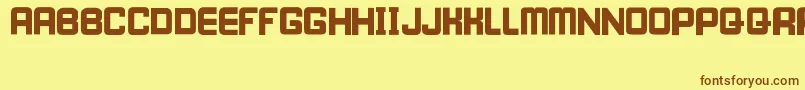 フォントIWillWait – 茶色の文字が黄色の背景にあります。