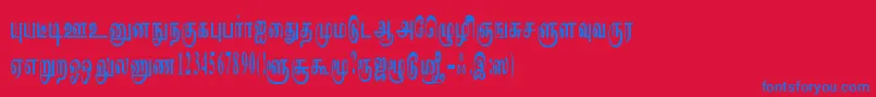 Czcionka ImayamRegular – niebieskie czcionki na czerwonym tle