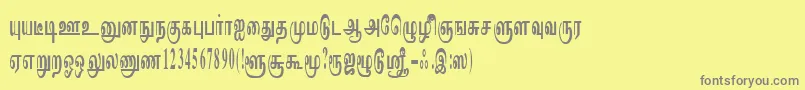 ImayamRegular-fontti – harmaat kirjasimet keltaisella taustalla