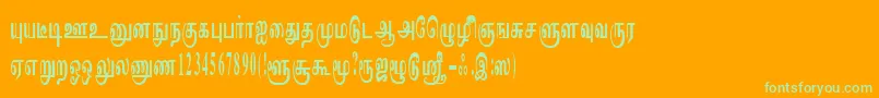 ImayamRegular-Schriftart – Grüne Schriften auf orangefarbenem Hintergrund