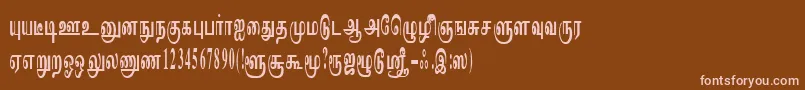 ImayamRegular-fontti – vaaleanpunaiset fontit ruskealla taustalla