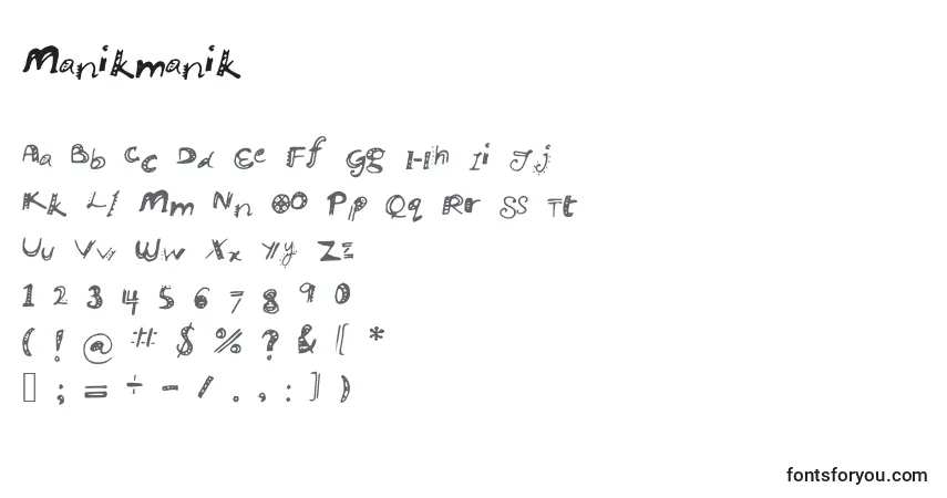 Manikmanik Font – alphabet, numbers, special characters